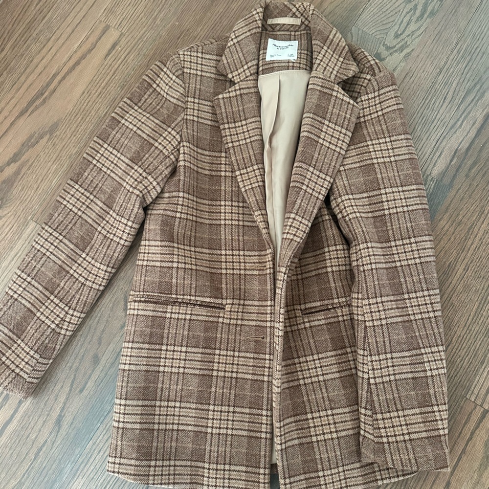 Abercrombie & Fitch Tan Checkered Blazer